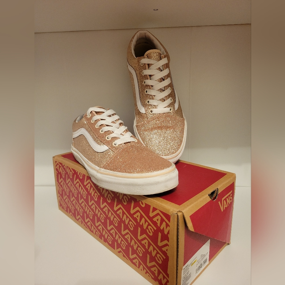 Vans Rose Gold Glitter Sneakers